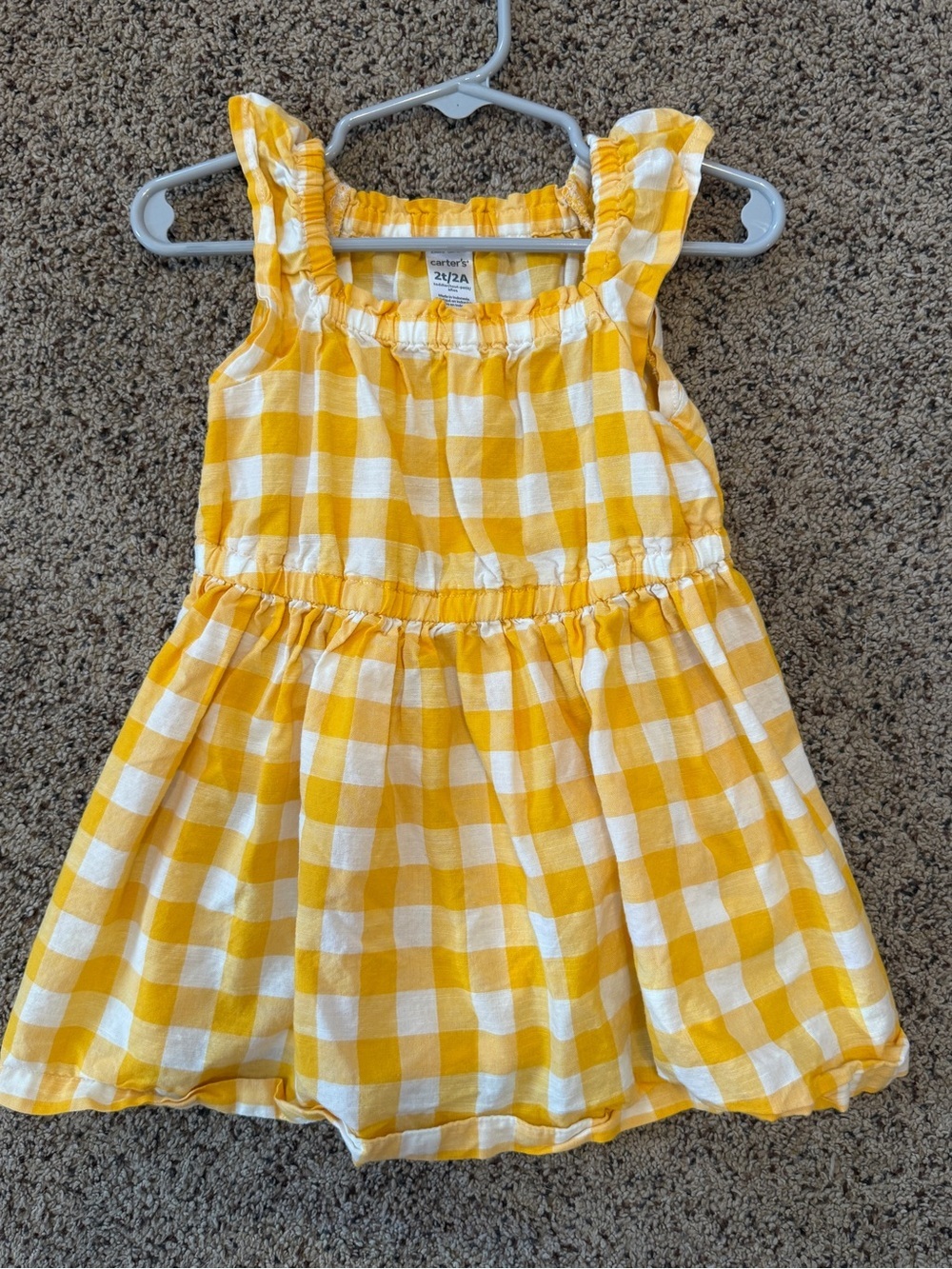 NWOT Carter's Toddler Girl Yellow Gingham Ruffle Sundress Size 2T Cottagecore